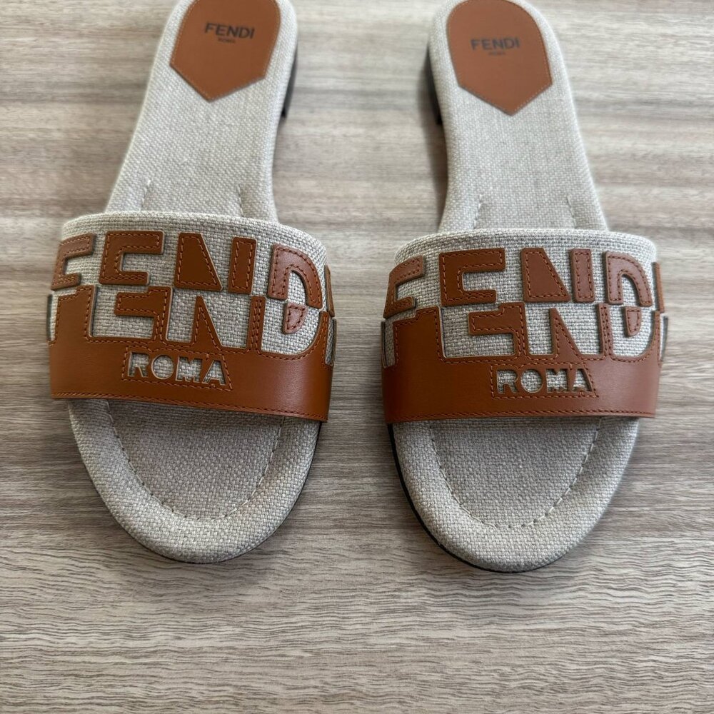 Fendi Two-tone Canvas Sandal Size 39 EU